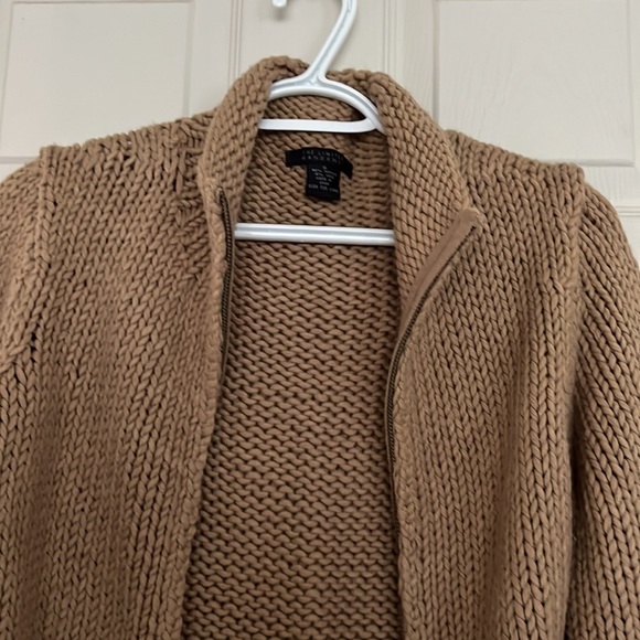 The Limited Handknit Zipper Front Cardigan, Brown, Size S - Picture 12 of 12